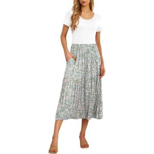 imageGRECERELLE Womens Summer Casual Short Sleeve Crewneck Tiered Flowy Maxi Long Dress with Pockets S2XLLily Green