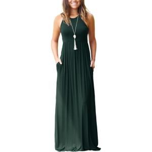 imageGRECERELLE Womens Summer Sleeveless Casual Long Tank Maxi Dress with Pockets XS3XLDark Green