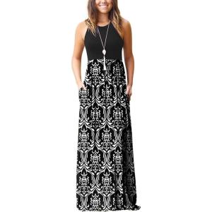 imageGRECERELLE Womens Summer Sleeveless Casual Long Tank Maxi Dress with Pockets XS3XLFloral Black White