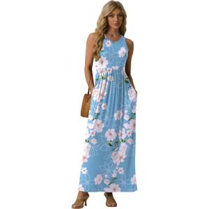imageGRECERELLE Womens Summer Sleeveless Casual Long Tank Maxi Dress with Pockets XS3XLFloral Light Blue