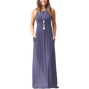 imageGRECERELLE Womens Summer Sleeveless Casual Long Tank Maxi Dress with Pockets XS3XLPurple Gray
