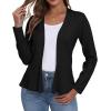 imageGRECERELLE Women Lightweight Casual Long Sleeves Cropped Cardigan Open Front Peplum Knit Sweater Outwear01 Black