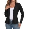 imageGRECERELLE Women Lightweight Casual Long Sleeves Cropped Cardigan Open Front Peplum Knit Sweater Outwear01 Black