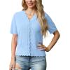 imageGRECERELLE Womens Summer Lightweight Short Sleeve Cropped Cardigan VNeck Knit Sweater Shrug for DressyLight Blue