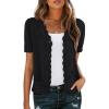 imageGRECERELLE Womens Summer Lightweight Short Sleeve Cropped Cardigan VNeck Knit Sweater Shrug for Dressy01 Black