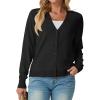 imageGRECERELLE 2025 Womens Lightweight Open Front Long Sleeve Casual Button Down VNeck Cardigan Sweater S2XL01 Black