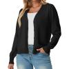 imageGRECERELLE 2025 Womens Lightweight Open Front Long Sleeve Casual Button Down VNeck Cardigan Sweater S2XL01 Black