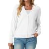 imageGRECERELLE 2025 Womens Lightweight Open Front Long Sleeve Casual Button Down VNeck Cardigan Sweater S2XL02 White