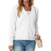 imageGRECERELLE 2025 Womens Lightweight Open Front Long Sleeve Casual Button Down VNeck Cardigan Sweater S2XL02 White
