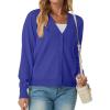 imageGRECERELLE 2025 Womens Lightweight Open Front Long Sleeve Casual Button Down VNeck Cardigan Sweater S2XLBright Blue