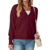 imageGRECERELLE 2025 Womens Lightweight Open Front Long Sleeve Casual Button Down VNeck Cardigan Sweater S2XLBurgundy