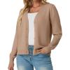 imageGRECERELLE 2025 Womens Lightweight Open Front Long Sleeve Casual Button Down VNeck Cardigan Sweater S2XLCamel