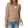 imageGRECERELLE 2025 Womens Lightweight Open Front Long Sleeve Casual Button Down VNeck Cardigan Sweater S2XLCamel