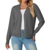 imageGRECERELLE 2025 Womens Lightweight Open Front Long Sleeve Casual Button Down VNeck Cardigan Sweater S2XLCharcoal