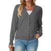 imageGRECERELLE 2025 Womens Lightweight Open Front Long Sleeve Casual Button Down VNeck Cardigan Sweater S2XLCharcoal
