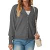 imageGRECERELLE 2025 Womens Lightweight Open Front Long Sleeve Casual Button Down VNeck Cardigan Sweater S2XLCharcoal