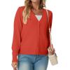 imageGRECERELLE 2025 Womens Lightweight Open Front Long Sleeve Casual Button Down VNeck Cardigan Sweater S2XLCoral Red