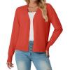 imageGRECERELLE 2025 Womens Lightweight Open Front Long Sleeve Casual Button Down VNeck Cardigan Sweater S2XLCoral Red