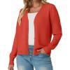 imageGRECERELLE 2025 Womens Lightweight Open Front Long Sleeve Casual Button Down VNeck Cardigan Sweater S2XLCoral Red