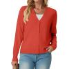 imageGRECERELLE 2025 Womens Lightweight Open Front Long Sleeve Casual Button Down VNeck Cardigan Sweater S2XLCoral Red
