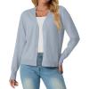 imageGRECERELLE 2025 Womens Lightweight Open Front Long Sleeve Casual Button Down VNeck Cardigan Sweater S2XLGrey Blue