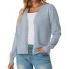 imageGRECERELLE 2025 Womens Lightweight Open Front Long Sleeve Casual Button Down VNeck Cardigan Sweater S2XLGrey Blue