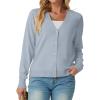 imageGRECERELLE 2025 Womens Lightweight Open Front Long Sleeve Casual Button Down VNeck Cardigan Sweater S2XLGrey Blue
