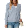 imageGRECERELLE 2025 Womens Lightweight Open Front Long Sleeve Casual Button Down VNeck Cardigan Sweater S2XLGrey Blue