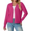 imageGRECERELLE 2025 Womens Lightweight Open Front Long Sleeve Casual Button Down VNeck Cardigan Sweater S2XLHot Pink
