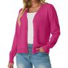 imageGRECERELLE 2025 Womens Lightweight Open Front Long Sleeve Casual Button Down VNeck Cardigan Sweater S2XLHot Pink