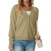 imageGRECERELLE 2025 Womens Lightweight Open Front Long Sleeve Casual Button Down VNeck Cardigan Sweater S2XLKhaki