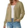 imageGRECERELLE 2025 Womens Lightweight Open Front Long Sleeve Casual Button Down VNeck Cardigan Sweater S2XLKhaki