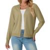 imageGRECERELLE 2025 Womens Lightweight Open Front Long Sleeve Casual Button Down VNeck Cardigan Sweater S2XLKhaki