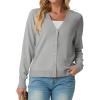 imageGRECERELLE 2025 Womens Lightweight Open Front Long Sleeve Casual Button Down VNeck Cardigan Sweater S2XLLight Grey