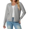 imageGRECERELLE 2025 Womens Lightweight Open Front Long Sleeve Casual Button Down VNeck Cardigan Sweater S2XLLight Grey