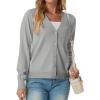 imageGRECERELLE 2025 Womens Lightweight Open Front Long Sleeve Casual Button Down VNeck Cardigan Sweater S2XLLight Grey