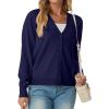 imageGRECERELLE 2025 Womens Lightweight Open Front Long Sleeve Casual Button Down VNeck Cardigan Sweater S2XLNavy Blue