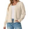 imageGRECERELLE 2025 Womens Lightweight Open Front Long Sleeve Casual Button Down VNeck Cardigan Sweater S2XLOatmeal