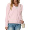 imageGRECERELLE 2025 Womens Lightweight Open Front Long Sleeve Casual Button Down VNeck Cardigan Sweater S2XLPink White