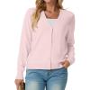 imageGRECERELLE 2025 Womens Lightweight Open Front Long Sleeve Casual Button Down VNeck Cardigan Sweater S2XLPink White