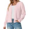 imageGRECERELLE 2025 Womens Lightweight Open Front Long Sleeve Casual Button Down VNeck Cardigan Sweater S2XLPink White