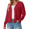 imageGRECERELLE 2025 Womens Lightweight Open Front Long Sleeve Casual Button Down VNeck Cardigan Sweater S2XLRed
