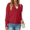 imageGRECERELLE 2025 Womens Lightweight Open Front Long Sleeve Casual Button Down VNeck Cardigan Sweater S2XLRed