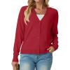 imageGRECERELLE 2025 Womens Lightweight Open Front Long Sleeve Casual Button Down VNeck Cardigan Sweater S2XLRed