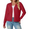 imageGRECERELLE 2025 Womens Lightweight Open Front Long Sleeve Casual Button Down VNeck Cardigan Sweater S2XLRed