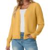 imageGRECERELLE 2025 Womens Lightweight Open Front Long Sleeve Casual Button Down VNeck Cardigan Sweater S2XLYellow