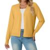 imageGRECERELLE 2025 Womens Lightweight Open Front Long Sleeve Casual Button Down VNeck Cardigan Sweater S2XLYellow