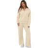 imageGRECERELLE Lounge Sets For Women 2025 Casual Lapel Half Zip Sweatshirt And Wide Leg Sweatpant 2 Piece Outfits Tracksuit SetsApricot