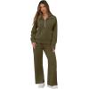 imageGRECERELLE Lounge Sets For Women 2025 Casual Lapel Half Zip Sweatshirt And Wide Leg Sweatpant 2 Piece Outfits Tracksuit SetsArmy Green