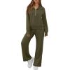 imageGRECERELLE Lounge Sets For Women 2025 Casual Lapel Half Zip Sweatshirt And Wide Leg Sweatpant 2 Piece Outfits Tracksuit SetsArmy Green